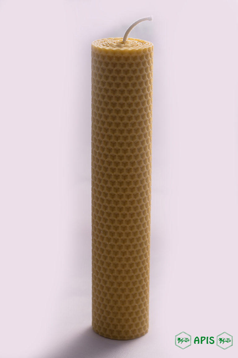 Svíčka točená velká se včelou 4x21,5 cm